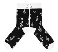 cup of sox Chaussettes amusantes pour femme avec motifs de notes et de chansons, chaussettes colorées pour homme pour musicien, Noir , 41-44