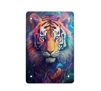Cupattern Poster rétro vintage en métal pour homme et femme - Motif tigre qui vous regarde - Décoration murale pour la maison, les bars, les clubs, les cafés