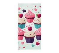 Cupcake Candy Hearts Sweet Door Cover Printemps été Suspendu Drapeau Porche Panneau Extérieur Vacances Cour Décor pour Porte d'entrée et Porche
