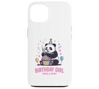 Cupcake en Forme de Panda à Motif d'anniversaire pour Fille, Faites Un voeu Coque pour iPhone 13