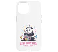 Cupcake en Forme de Panda à Motif d'anniversaire pour Fille, Faites Un voeu Coque pour iPhone 15