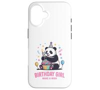 Cupcake en Forme de Panda à Motif d'anniversaire pour Fille, Faites Un voeu Coque pour iPhone 16