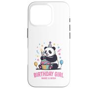 Cupcake en Forme de Panda à Motif d'anniversaire pour Fille, Faites Un voeu Coque pour iPhone 16 Pro