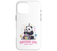 Cupcake en Forme de Panda à Motif d'anniversaire pour Fille, Faites Un voeu Coque pour iPhone 16 Pro Max