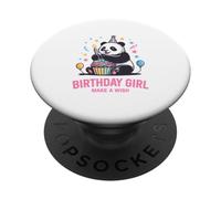 Cupcake en Forme de Panda à Motif d'anniversaire pour Fille, Faites Un voeu PopSockets PopGrip Adhésif
