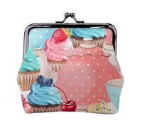 Cupcake en Tasse à thé,Porte-Monnaie en Cuir PU, Petit Portefeuille, Pochette à Monnaie avec Fermoir Baiser