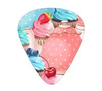 Cupcake en tasse de thé,Lot de 12 médiators de guitare, 3 épaisseurs différentes pour guitare acoustique, basse, ukulélé