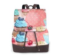 Cupcake en tasse de thé,Sac à dos imperméable pour femme, sac à dos de voyage léger en cuir PU tendance