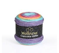 Cupcake Glitter Simli Lot de 3 pelotes de laine à tricoter, 150 g chacune, 450 g, pour tricot et crochet pour bébé, laine turque, dégradé de couleurs, paillettes, arc-en-ciel 2030