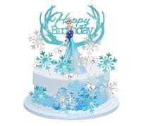 Cupcake Toppers Elsa, Decoration Gateau reine des neiges, Figurine Elsa Décoration Gateau Anniversaire, pour Fête de D'anniversaire de Filles Flocon de Neige à Paillettes (Cake Toppers-A)