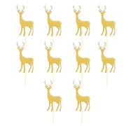 Cupcake Toppers Glitter Cake Topper Picks pour La Fête Danniversaire De Noël Baby Shower Gâteau De Mariage Décoration Golden Elk Forme 10 Pcs Pratique Et DurableOpération Facile