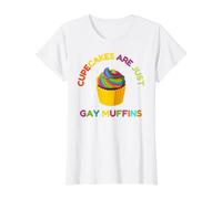 Cupcakes are Just Muffins Desserts Arc-en-Ciel T-Shirt Graphique avec Valeur, Femme, Blanc, L