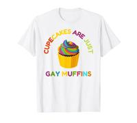 Cupcakes are Just Muffins Desserts Arc-en-Ciel T-Shirt Graphique avec Valeur, Homme, Blanc, M