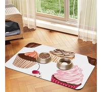 Cupcakes Mignons,Tapis d'alimentation pour Animaux de Compagnie, Sets de Table en Cuir PU pour Chats et Chiens,40x60cm