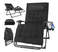 CUPCHID Chaise longue de jardin pliable - Extra large - 83 cm - Pour patio, jardin, plage, piscine - Avec coussin de soutien - 200 kg