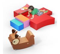 CUPCHID Parcours motricité bébé,7 pièces Jouets d'escalade,Mousse Blocs de Construction Jouets éducatifs,Blocs de Construction en Forme d'élan de Noël, Cadeau d'anniversaire de Vacances (JM3238)