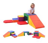CUPCHID Parcours Motricité Bébé en Mousse,Blocs d’Escalade avec Housse en Cuir et Attaches à Crochets et Boucles, Mousse Blocs de Construction Jouets éducatifs,Soft Play Corner Climber (DM152122)