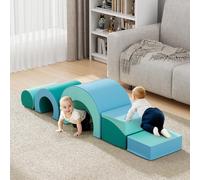 CUPCHID Parcours Motricité Bébé en Mousse,Blocs d’Escalade avec Housse en Cuir et Attaches à Crochets et Boucles, Mousse Blocs de Construction Jouets éducatifs,Soft Play Corner Climber (DM152120)