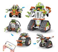 CUPCHID Robot Technic télécommandé pour Enfants, 5 en 1, Application et télécommande, Kits de Construction de Chars Technic Robot, 604 pièces, Cadeau d'anniversaire pour 8, 9, 10, 11, 12 (Jaune Vert)