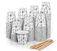 CupCup 140 Espresso Gobelets en Carton 110 ML avec Agitateurs en Bois pour Café à Emporter