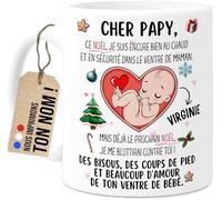 Cupdarling® Mug Futur Papy Personnalisé - Cher Papy Ce Noël Je Suis Encore Dans Le Ventre De Maman - Tasse Cadeau Grand-Père Papi - Cadeau Noël - 330 mL Céramique