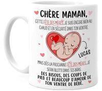 Cupdarling® Mug Future Maman Personnalisé - Chère Mamie Cette Fête Des Mères Je Suis Encore Dans Le Ventre De Maman - Tasse Cadeau Fete Des Meres - 330 mL Céramique
