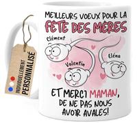 Cupdarling® Mug Maman avec 1-3 Enfants Personnalisé - Merci Maman, De Ne Pas M'Avoir Avalé Tasse - Cadeau Humour Fete Des Meres - 330 mL Céramique