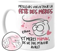 Cupdarling® Mug Maman avec 1-3 Enfants Personnalisé - Merci Maman, De Ne Pas M'Avoir Avalé Tasse - Cadeau Humour - Fete Des Meres - 330 mL Céramique