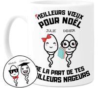 Cupdarling® Mug Papa Personnalisé avec 1-4 Enfants - Tasse Meilleur Papa - Meilleurs Nageurs - Cadeau Humour Noël - 330 mL Céramique