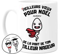 Cupdarling® Mug Papa Personnalisé avec 1-4 Enfants - Tasse Meilleur Papa - Meilleurs Nageurs - Cadeau Humour Noël - 330 mL Céramique