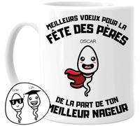 Cupdarling® Mug Papa Personnalisé - Tasse Meilleur Papa avec 1-4 Enfants - Meilleurs Nageurs - Cadeau Humour Fête Des Pères - 330 mL Céramique