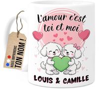 Cupdarling® Mug Personnalisable - L'amour c'est toi et moi - Présent Couple Femme Homme - Mug Saint-Valentin - Surprise Romantique - Souvenir Anniversaire à Deux - Tasse café thé 330ml (chiens 1)