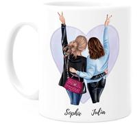 Cupdarling® Tasse Personnalisable 2 Meilleure Amies - Idee Cadeau Femme Anniversaire Original Amie - Cadeau Pour Une Amie - Mug Personnalisé Amies - 330 mL Céramique