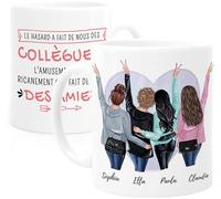 Cupdarling® Tasse Personnalisable - 4 Collègues Féminines - Cadeau Départ Collègue De Travail - Anniversaire Femme - 330 mL Céramique