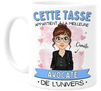 Cupdarling® Tasse Personnalisable Avocat Justice - Idée Cadeau Original pour Femme - Tasse Humour Juriste Avocate - Anniversaire - 330 mL Céramique