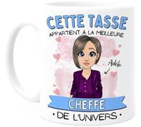 Cupdarling® Tasse Personnalisable Cadeau Cheffe - Patronne Chef - Idée Originale Femme Cadeau Colleague - Anniversaire