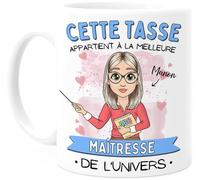 Cupdarling® Tasse Personnalisable Cadeau Maitresse d'École Fin d'Année - Idee Cadeau Femme - Tasse Maitresse d'École - Cadeau Anniversaire Femme - Mug Maitresse