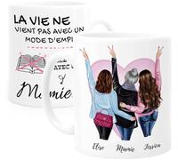 Cupdarling® Tasse Personnalisable Cadeau Mamie Avec Petite-Filles - Anniversaire, Fête Des Mères - Mug Original - 330 mL Céramique
