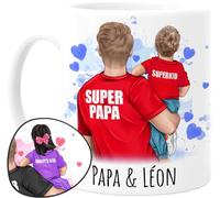 Cupdarling® Tasse Personnalisable Cadeau Papa Avec 1 Enfant - Cadeau Anniversaire Papa - Cadeau Fete Des Peres Tasse- Mug Original Pour Papa - Idee Cadeau Homme - 330 mL Céramique