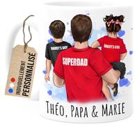 Cupdarling® Tasse Personnalisable Cadeau Papa Avec 2 Enfants - Cadeau Anniversaire Papa - Cadeau Fete Des Peres Tasse- Mug Original Pour Papa - Idee Cadeau Homme - 330 mL Céramique