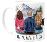 Cupdarling® Tasse Personnalisable Cadeau Papa Avec 2 Filles - Cadeau Anniversaire Papa - Cadeau Fete Des Peres Tasse- Mug Original Pour Papa - Idee Cadeau Homme - 330 mL Céramique