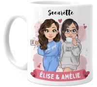 Cupdarling® Tasse Personnalisable Cadeau Soeur - 2 Soeurs - Idée Cadeau Pour Soeur - Mug Personnalisé Soeur - Idee Cadeau Femme Anniversaire - 330 mL Céramique