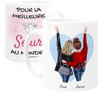 Cupdarling® Tasse Personnalisable Cadeau Soeur - 2 Soeurs - Idée Cadeau Pour Soeur - Mug Personnalisé Soeur - Idee Cadeau Femme Anniversaire - 330 mL Céramique