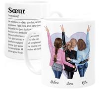 Cupdarling® Tasse Personnalisable Cadeau Soeur - 3 Soeurs - Idée Cadeau Pour Soeur - Mug Personnalisé Soeur - Idee Cadeau Femme Anniversaire - 330 mL Céramique