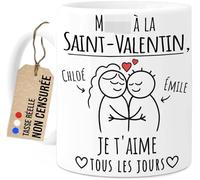Cupdarling® Tasse Personnalisable - M à la Saint-Valentin, Je T'aime Tous les Jours - Cadeau Couple Saint Valentin - Humour Homme Amoureux