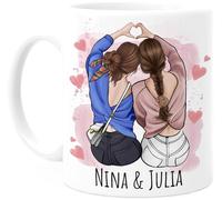 Cupdarling® Tasse Personnalisable Meilleure Amie - 2 Amies - Idee Cadeau Femme Anniversaire Original - Cadeau Pour Une Amie - Mug Personnalisé Amies - 330 mL Céramique