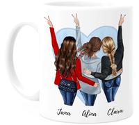 Cupdarling® Tasse Personnalisable Meilleure Amie - 3 Amies - Idee Cadeau Femme Anniversaire Original - Cadeau Pour Une Amie - Mug Personnalisé Amies - 330 mL Céramique