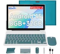 CUPEISI Tablette Android 14 10,1" 2 en 1 avec clavier/souris/étui/stylet, 8 Go de RAM + 64 Go de ROM (max 1 To), processeur quad-core 1,8 GHz, écran tactile HD 1280 x 800, 2,4 G/5G Wifi6 BT 5.0