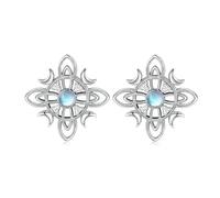 CUPENDA Boucles d'oreilles en forme de nœud de sorcière en argent sterling 925 - Triquetra - Nœud celtique - Pierre de lune - Bijoux irlandais - Cadeau pour femme