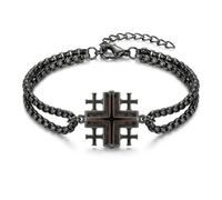 CUPENDA Bracelet en forme de croix en bois en argent sterling 925 avec pendentif en forme de croix de Jérusalem, bijou chrétien, cadeau pour femme, homme, femme, père, mari